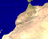 Morocco Satellite + Borders 1600x1307